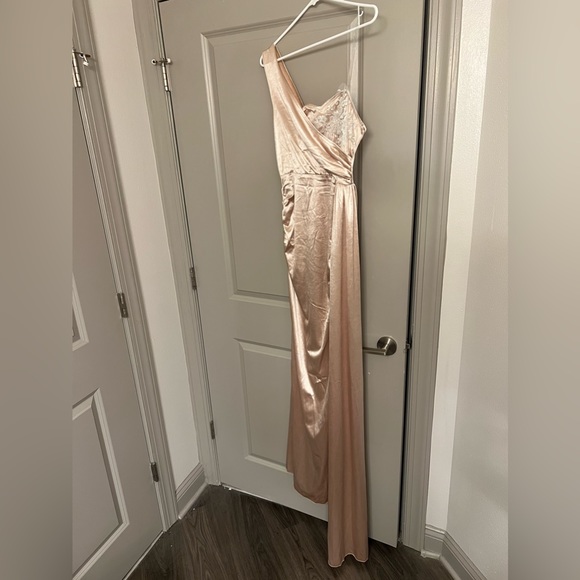 One Shoulder Rhinestone Graphic Mermaid Cape Prom Maxi Dresses - Picture 2 of 2